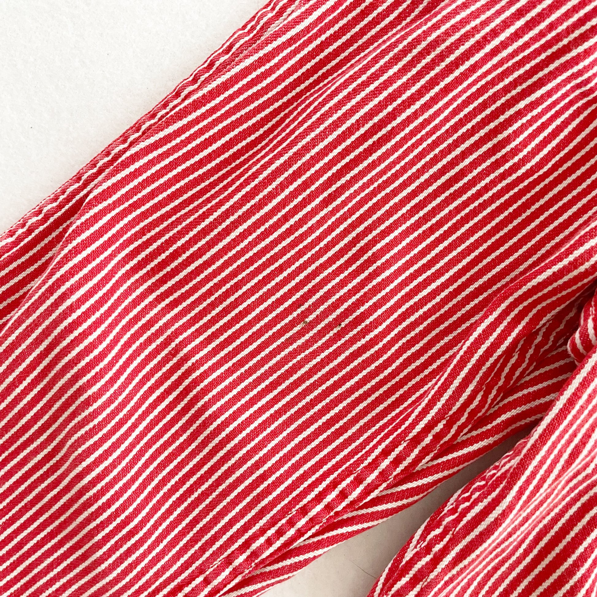 OshKosh Red Hickory Stripe Overalls - Yellow Clover Vintage Kids Clothes