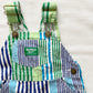 OshKosh Blue and Green Striped Shortalls - Yellow Clover Vintage Kids Clothes
