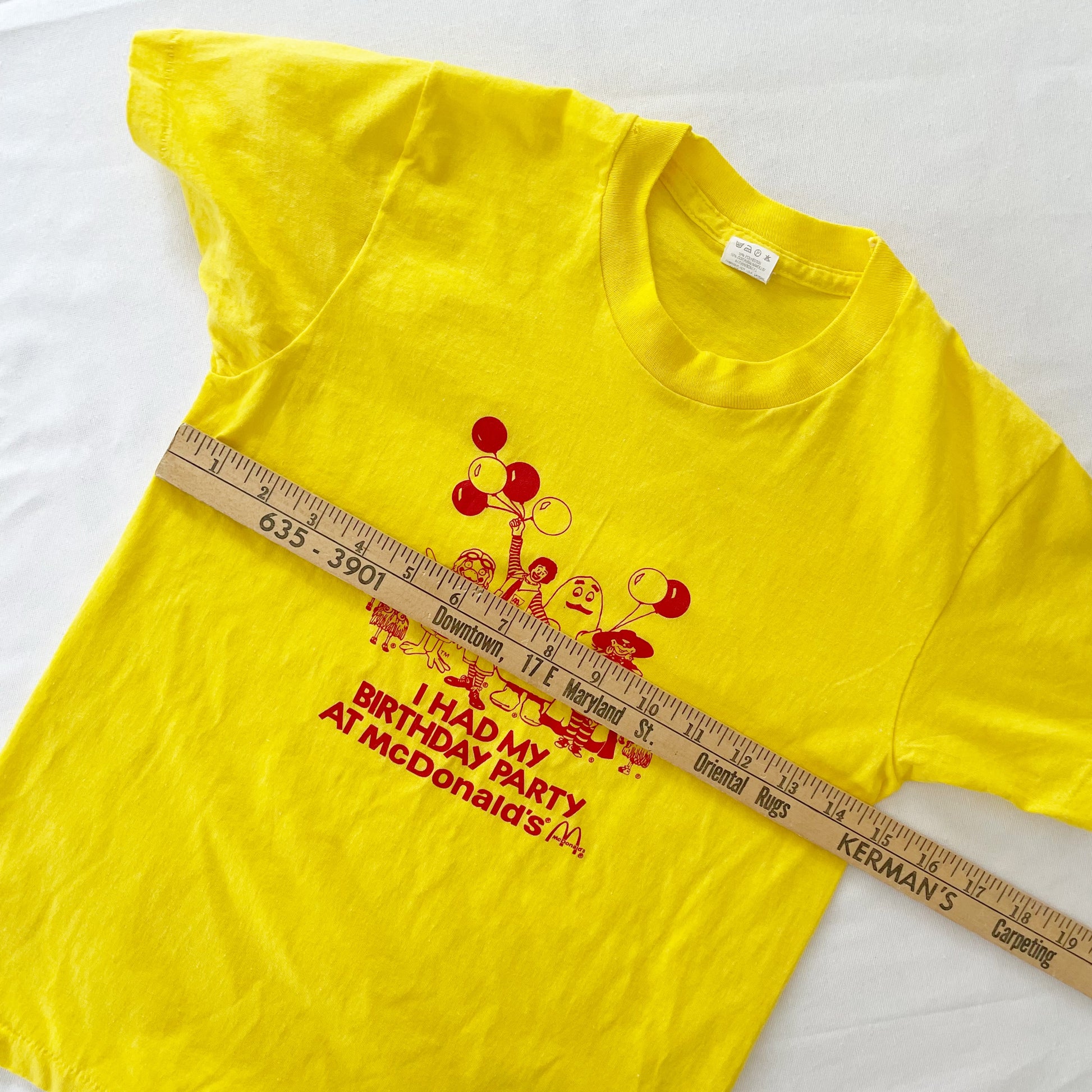 McDonald’s Birthday Party Graphic Tee • 8y? - Yellow Clover Vintage Kids Clothes