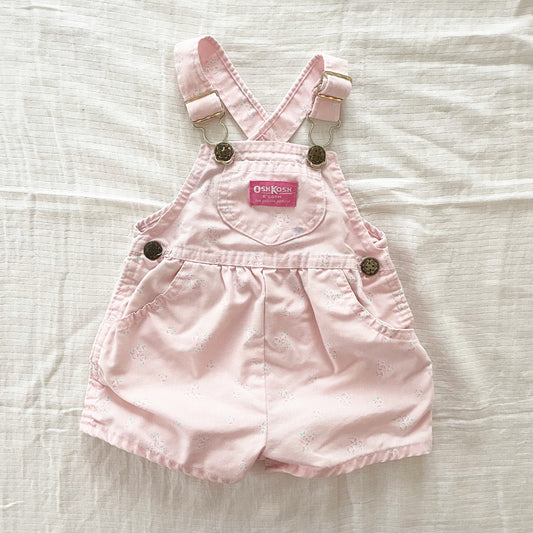 OshKosh Pink Floral Keyhole Back Shortalls - Yellow Clover Vintage Kids Clothes