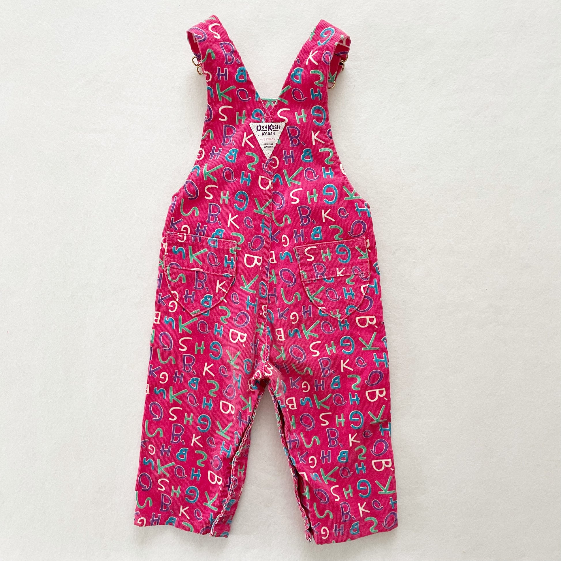 OshKosh Spell Out Cord Overalls - Yellow Clover Vintage Kids Clothes