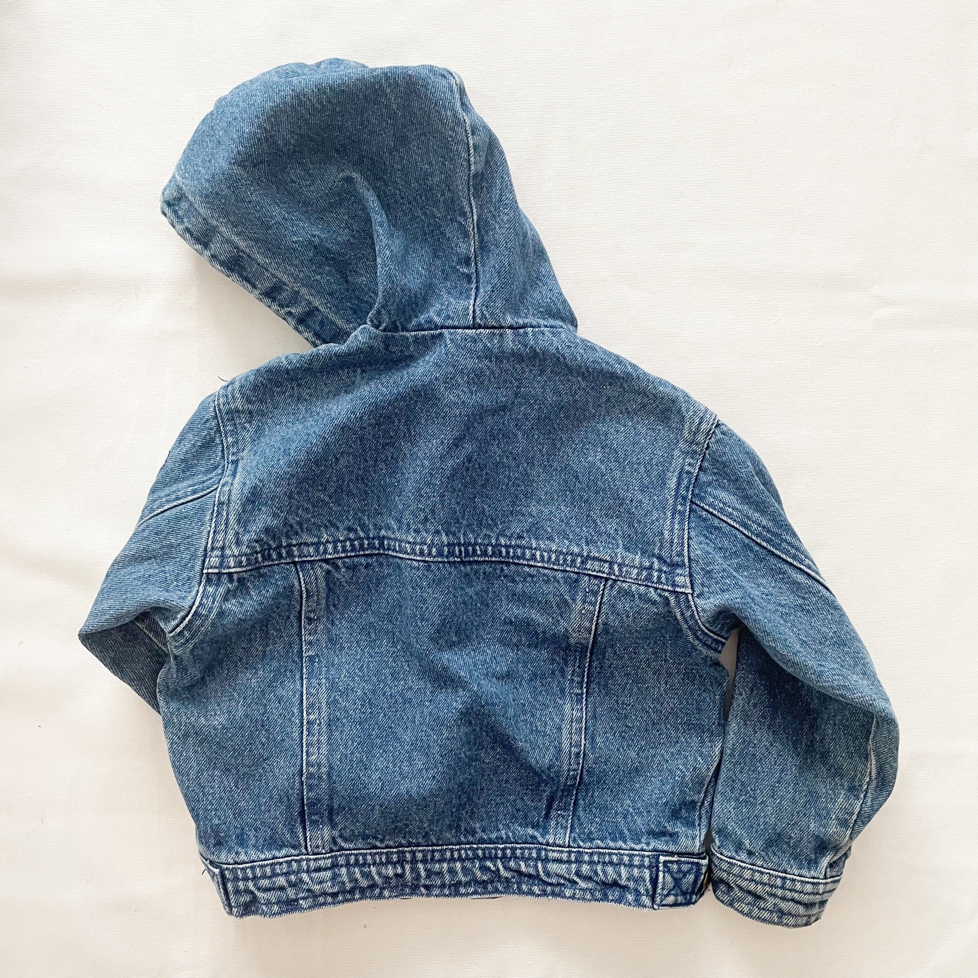 OshKosh Denim Patch Hooded Jacket - Yellow Clover Vintage Kids Clothes