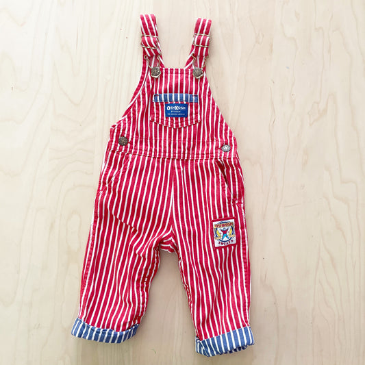 OshKosh Sweats Striped Patch Overalls - Yellow Clover Vintage Kids Clothes