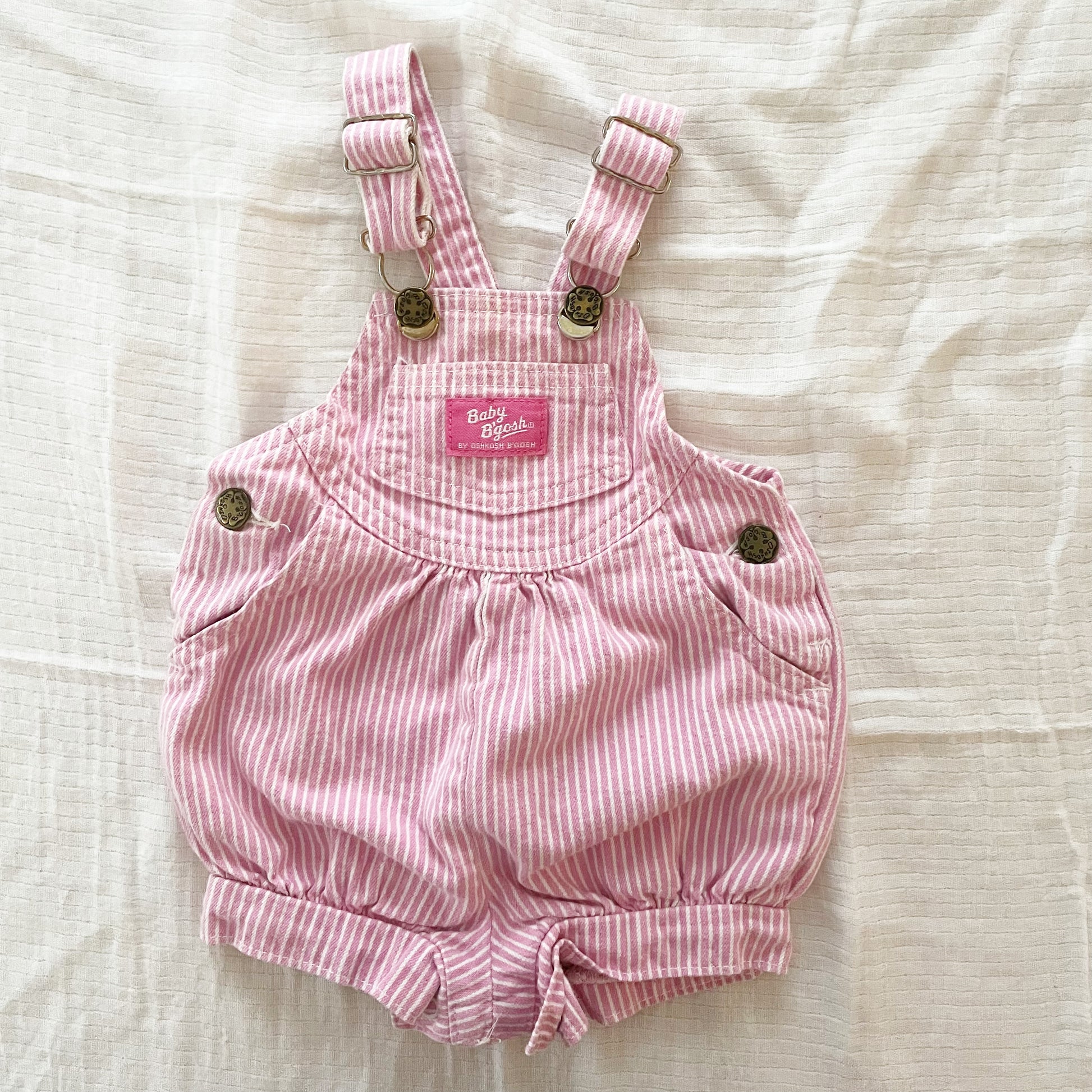 Baby B’gosh Pink Hickory Buckle Bubble Romper - Yellow Clover Vintage Kids Clothes