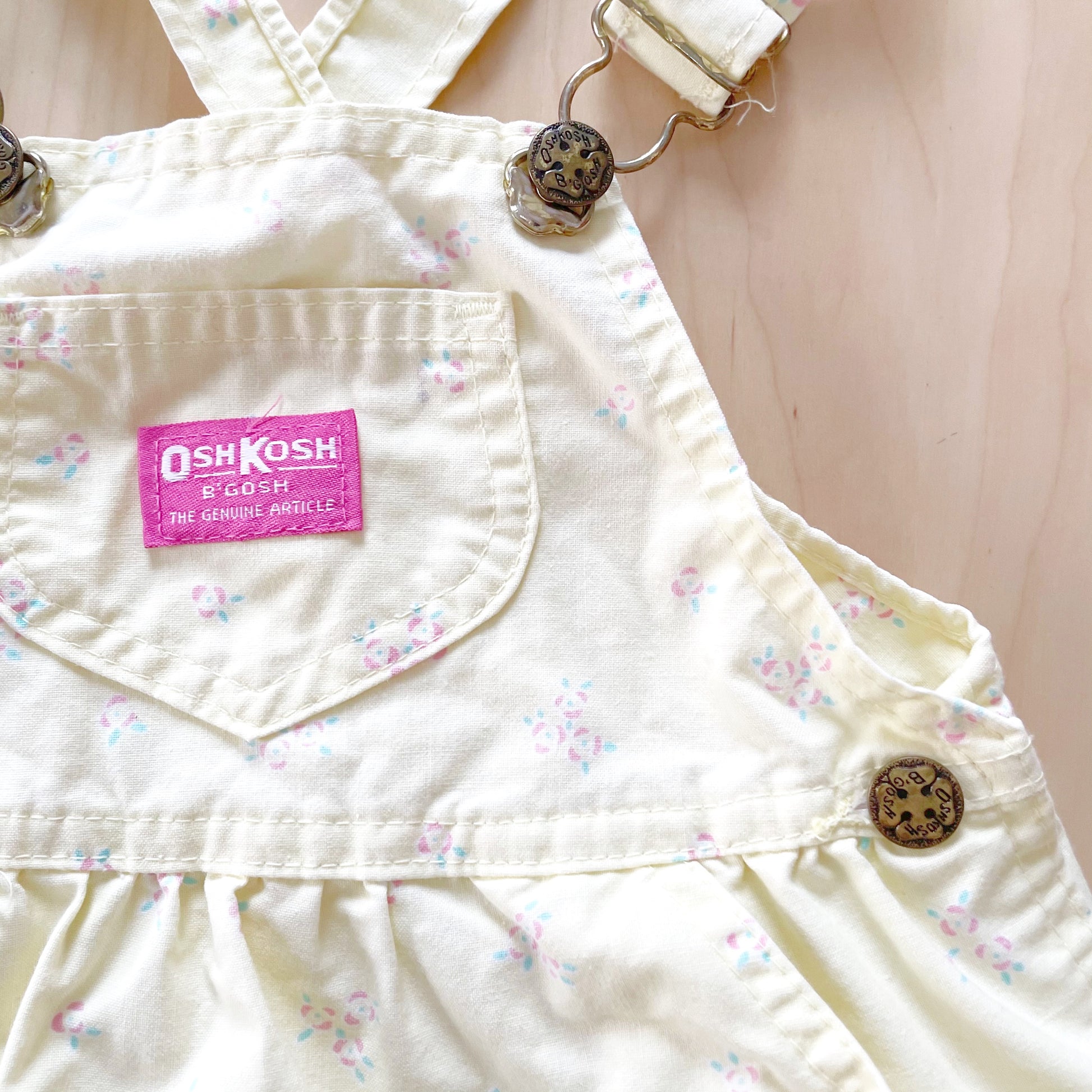 Vintage OshKosh Yellow Subtle Floral Skirtall - Yellow Clover Vintage Kids Clothes