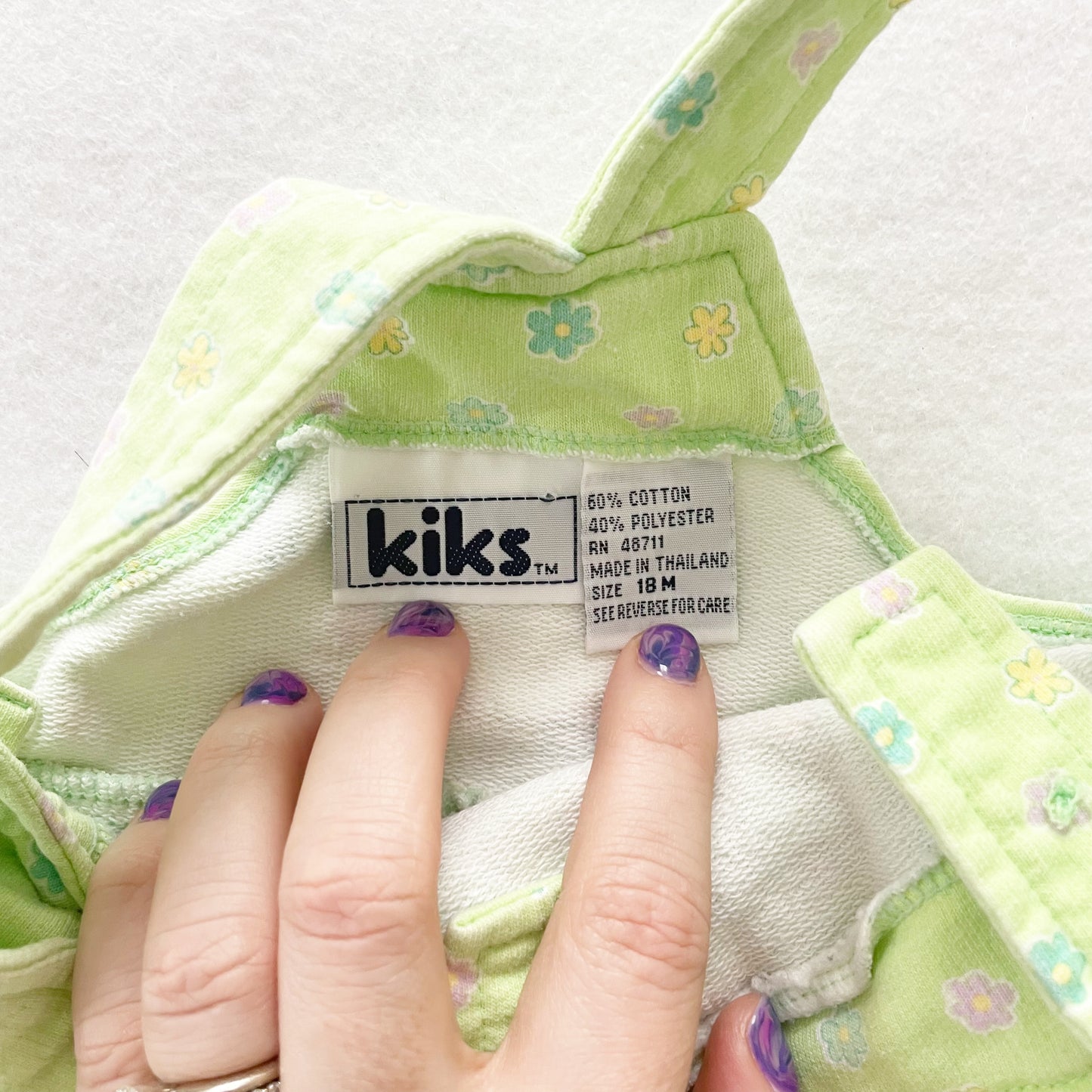 Kiks Terry Floral Shortalls - Yellow Clover Vintage Kids Clothes