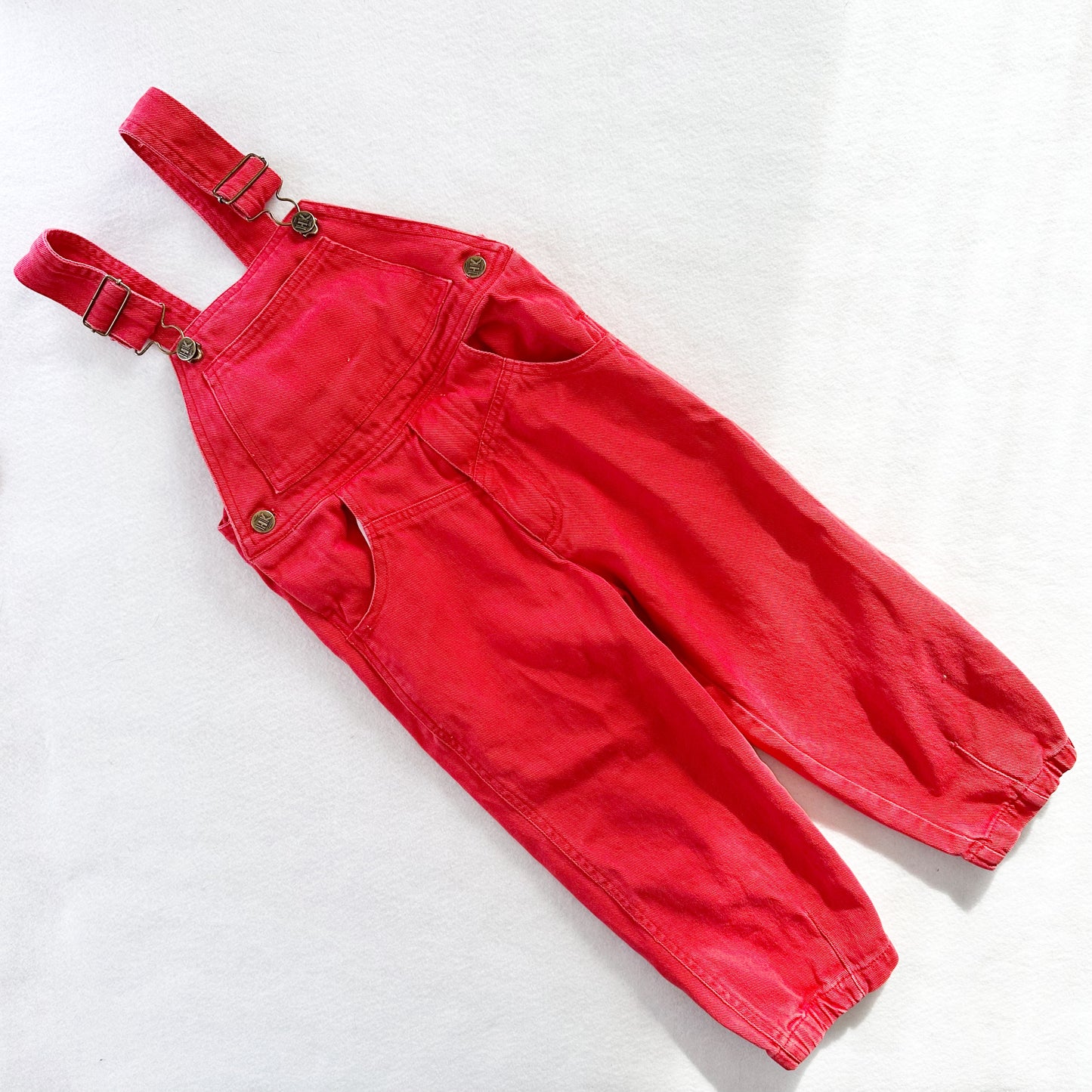Happy Kids Red Overalls - Yellow Clover Vintage Kids Clothes