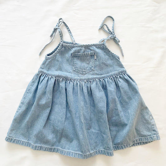 Guess Light Wash Denim Tie Dress