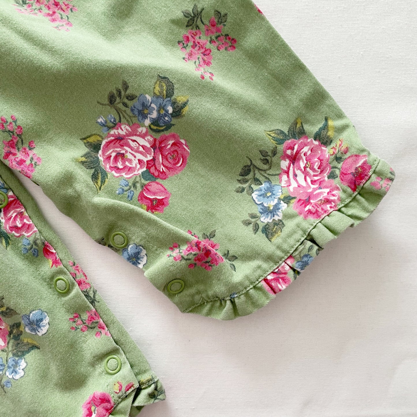 Hartstrings Floral Ruffle Overalls - Yellow Clover Vintage Kids Clothes