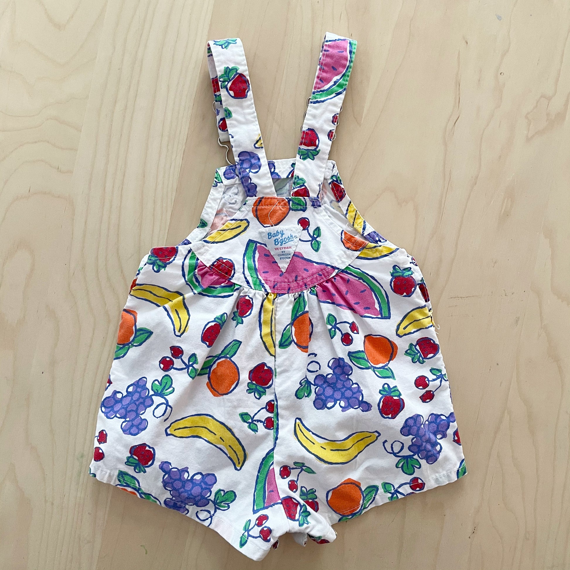 Baby B’gosh Fruit Print Shortalls - Yellow Clover Vintage Kids Clothes