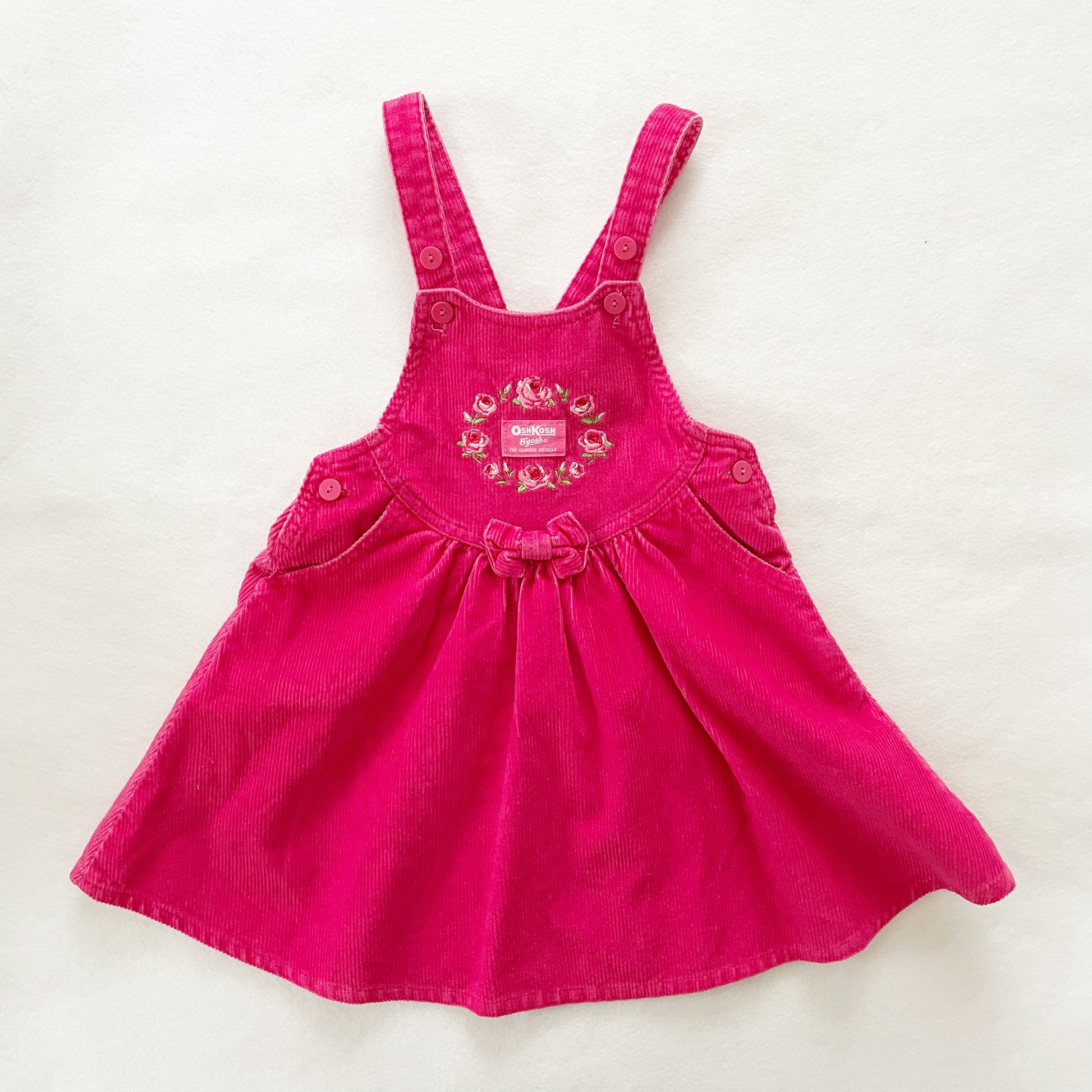 OshKosh Pink Rose Cord Skirtall - Yellow Clover Vintage Kids Clothes