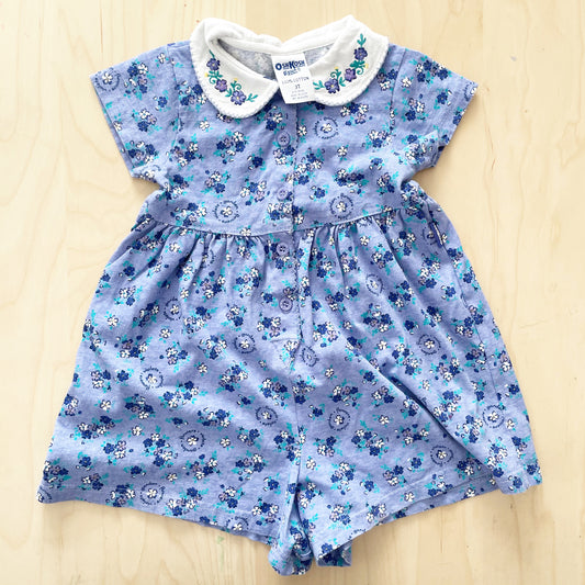 OshKosh Periwinkle Floral Romper - Yellow Clover Vintage Kids Clothes