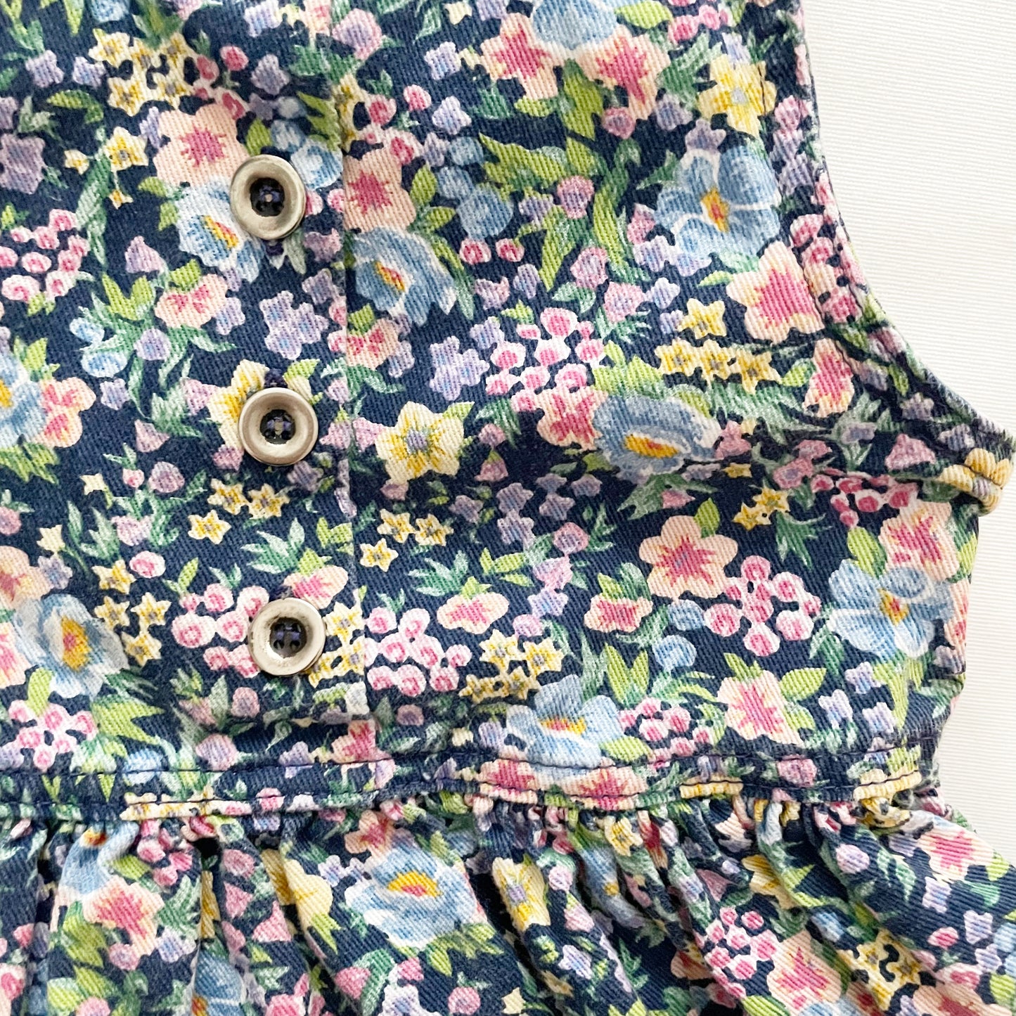 OshKosh Dark Floral Drop Waist Dress - Yellow Clover Vintage Kids Clothes