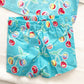 Turquoise Cherry Print Button Up Set • 3T - Yellow Clover Vintage Kids Clothes