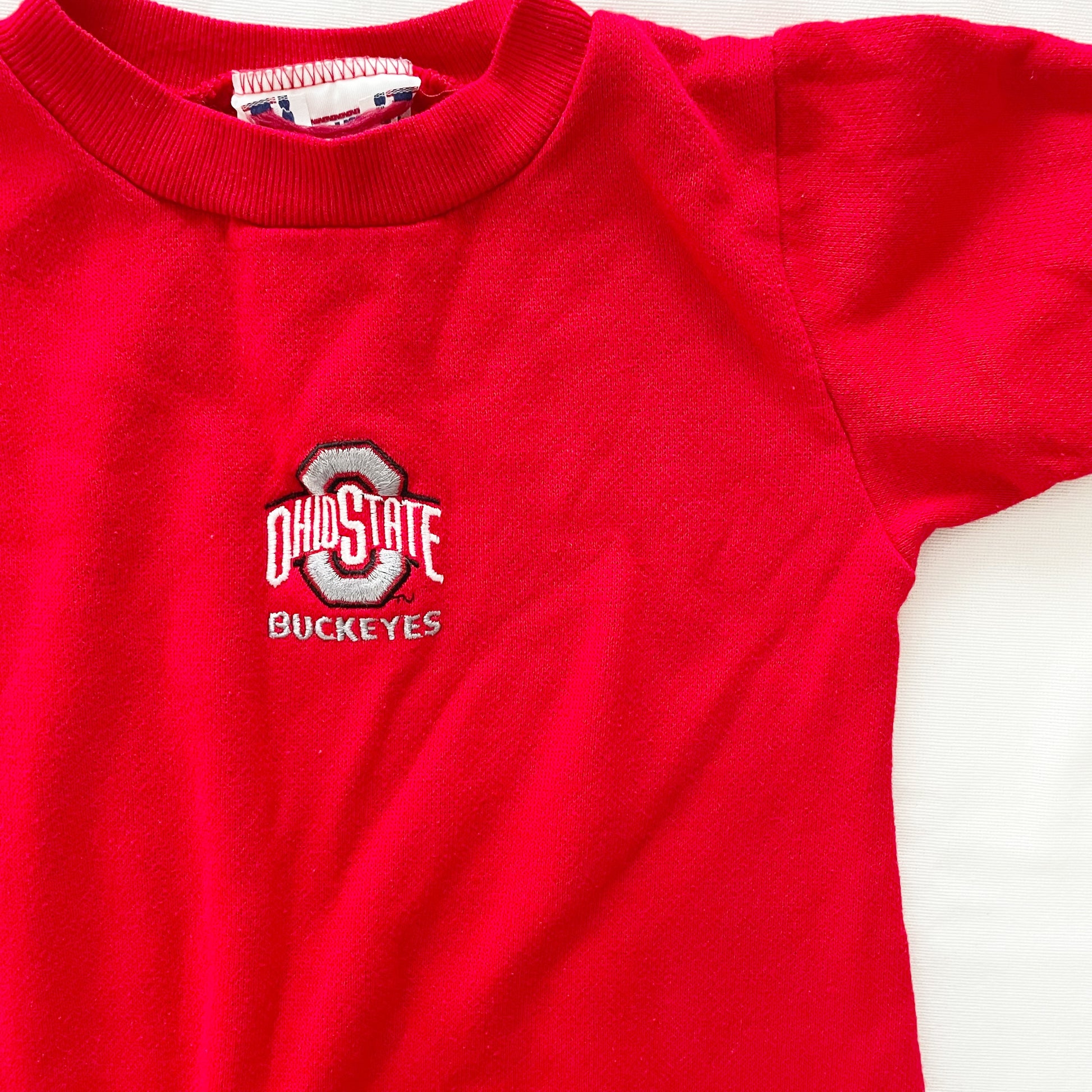 Ohio State Embroidered Sweatshirt Romper - Yellow Clover Vintage Kids Clothes