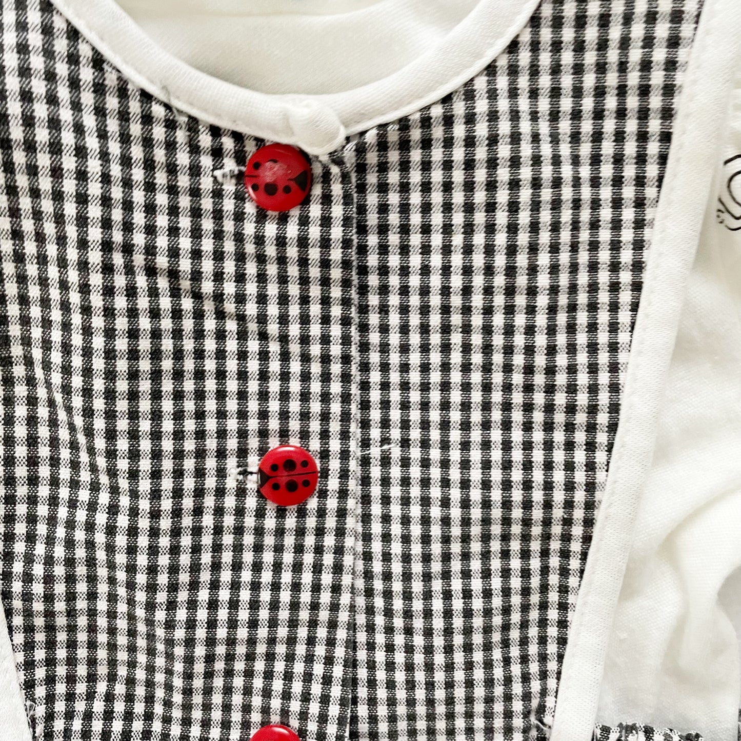 OshKosh Ladybug Gingham Set - Yellow Clover Vintage Kids Clothes