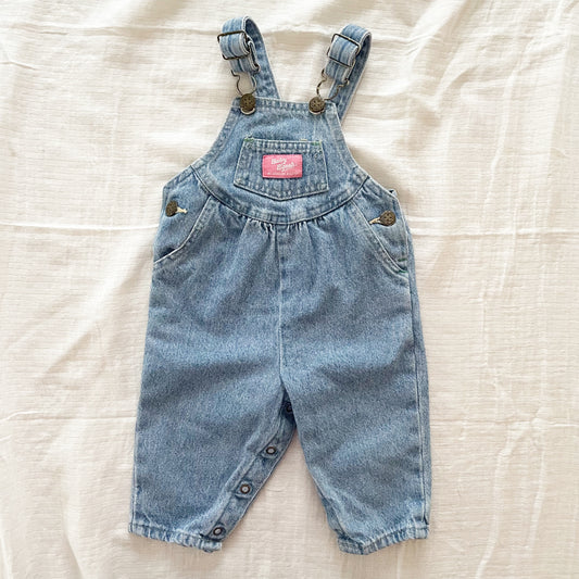 Baby B’gosh Medium Light Wash Scoop Cut Overalls - Yellow Clover Vintage Kids Clothes