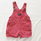 OshKosh Red Hickory Stripe Shortalls - Yellow Clover Vintage Kids Clothes