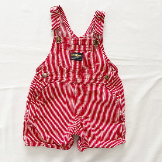 OshKosh Red Hickory Stripe Shortalls - Yellow Clover Vintage Kids Clothes