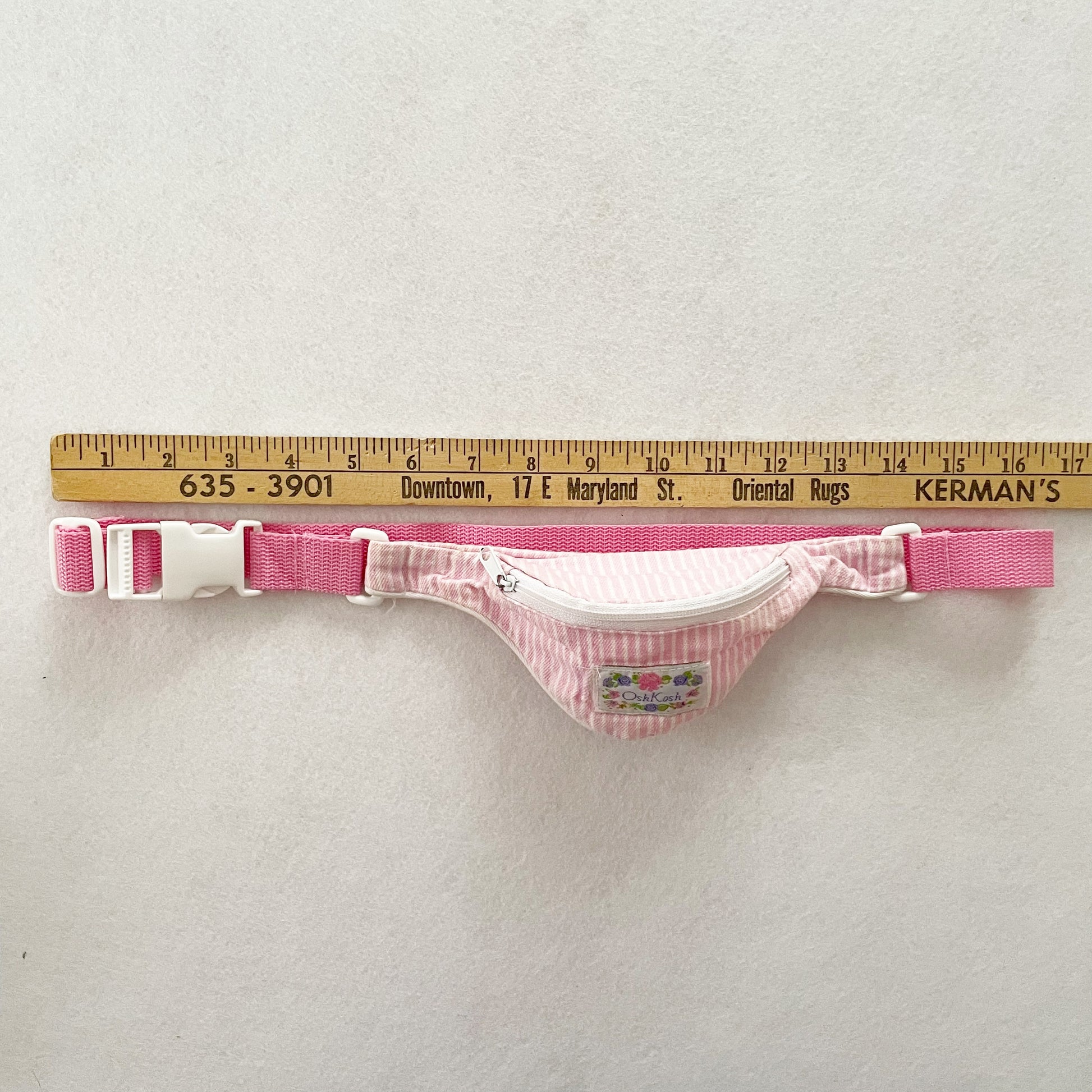 OshKosh Pink Striped Belt Bag - Yellow Clover Vintage Kids Clothes