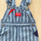 OshKosh Chambray Stripe Shortalls with Embossed Back - Yellow Clover Vintage Kids Clothes