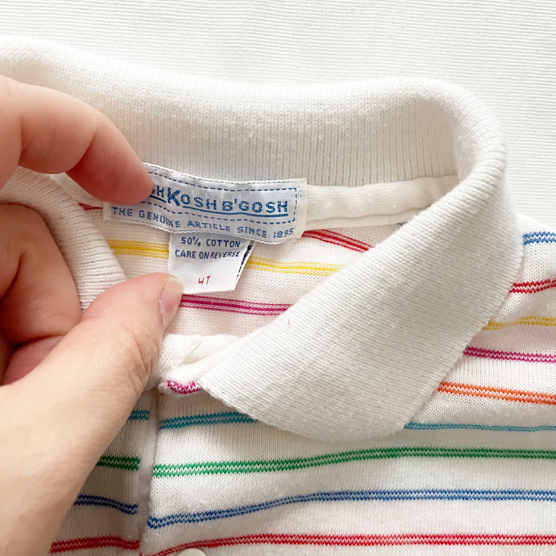 OshKosh Rainbow Stripe Polo - Yellow Clover Vintage Kids Clothes