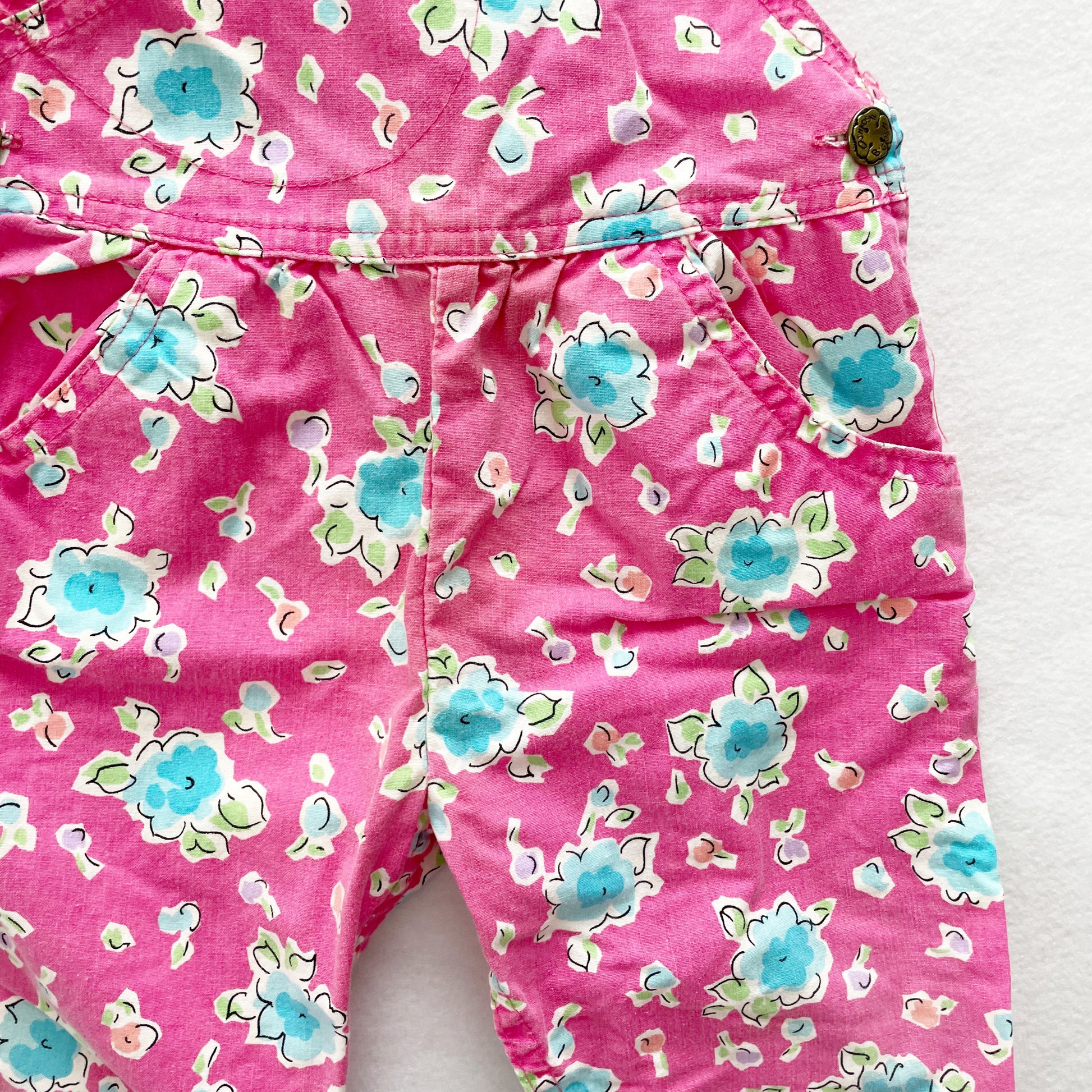 OshKosh Pink Floral Overalls - Yellow Clover Vintage Kids Clothes