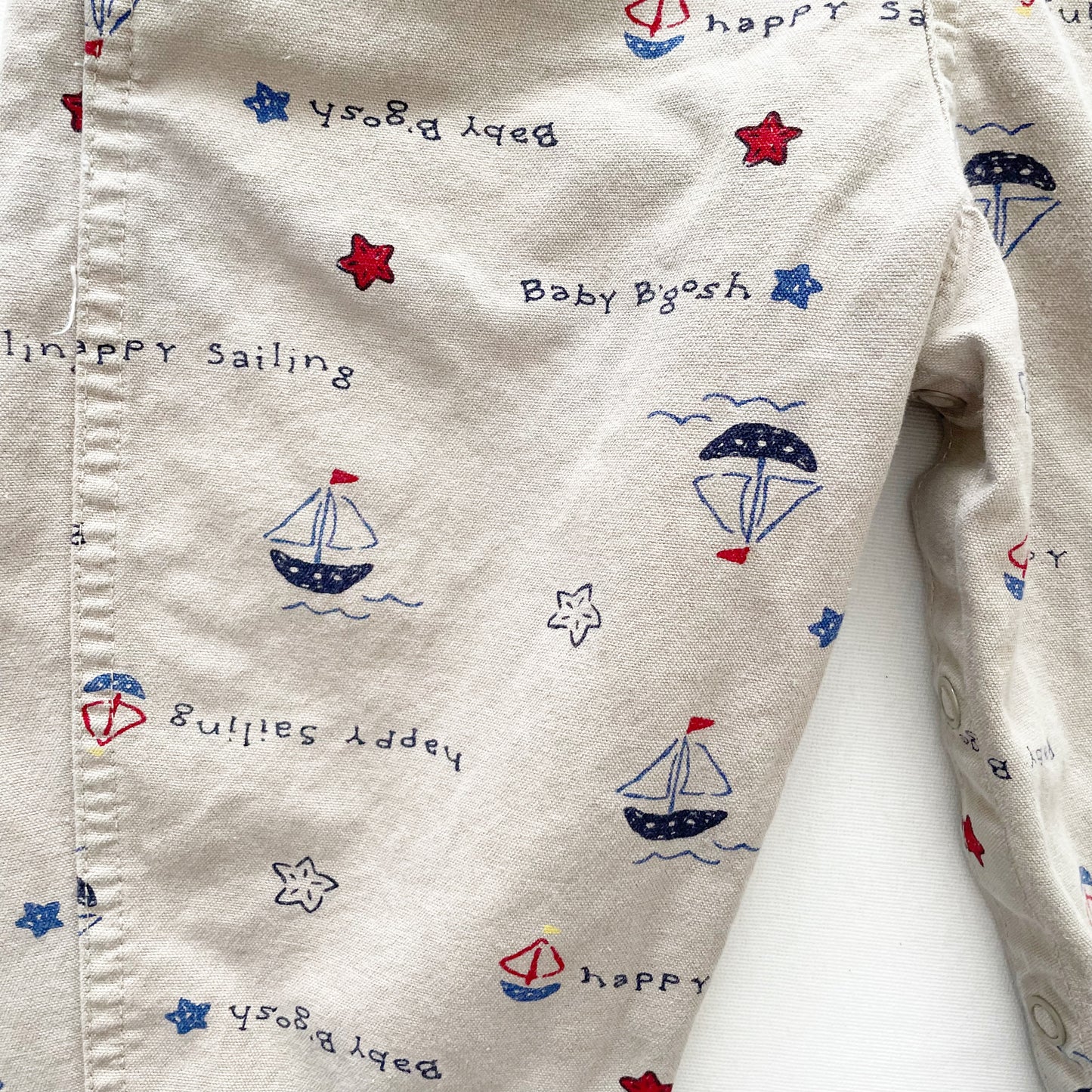 OshKosh Nautical Tan Overalls - Yellow Clover Vintage Kids Clothes