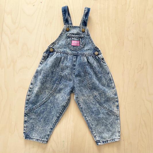 OshKosh Acid Wash Bubble Overalls - Yellow Clover Vintage Kids Clothes