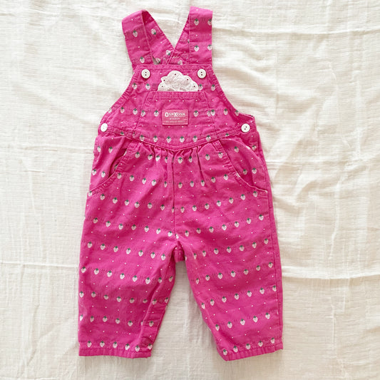 OshKosh Pink Strawberry Overalls - Yellow Clover Vintage Kids Clothes