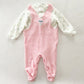 OshKosh Terry Faux Overalls Sleeper - Yellow Clover Vintage Kids Clothes