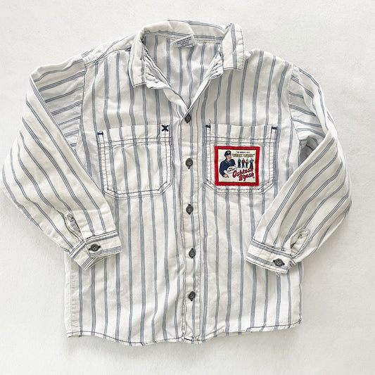 OshKosh Work Wear Striped Button Down - Yellow Clover Vintage Kids Clothes
