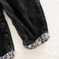 OshKosh Black Floral Bow Back Cord Overalls - Yellow Clover Vintage Kids Clothes