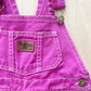 OshKosh Purple Pink Leather Patch Overalls - Yellow Clover Vintage Kids Clothes