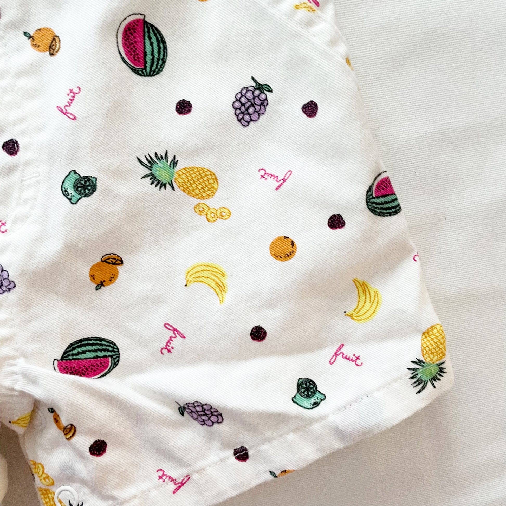 Cutecumber Fruit Print Shortalls - Yellow Clover Vintage Kids Clothes