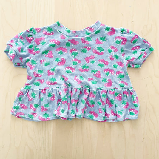 OshKosh Strawberry Peplum Tee - Yellow Clover Vintage Kids Clothes