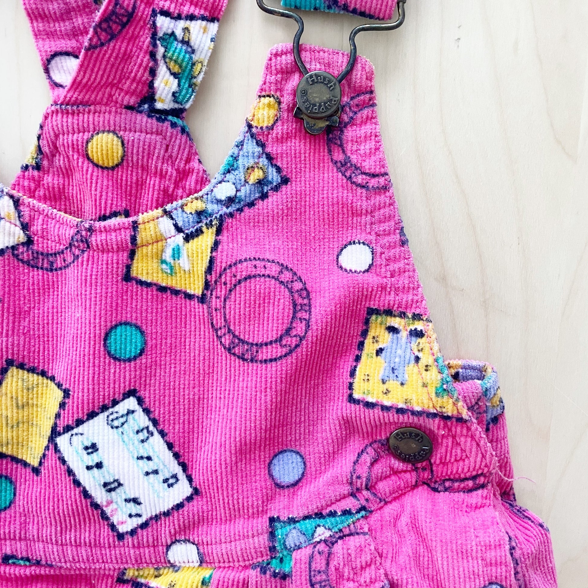Hush Puppies Stamp Pattern Cord Jumper - Yellow Clover Vintage Kids Clothes