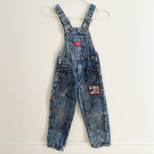 OshKosh Acid Wash Patch Overalls - Yellow Clover Vintage Kids Clothes