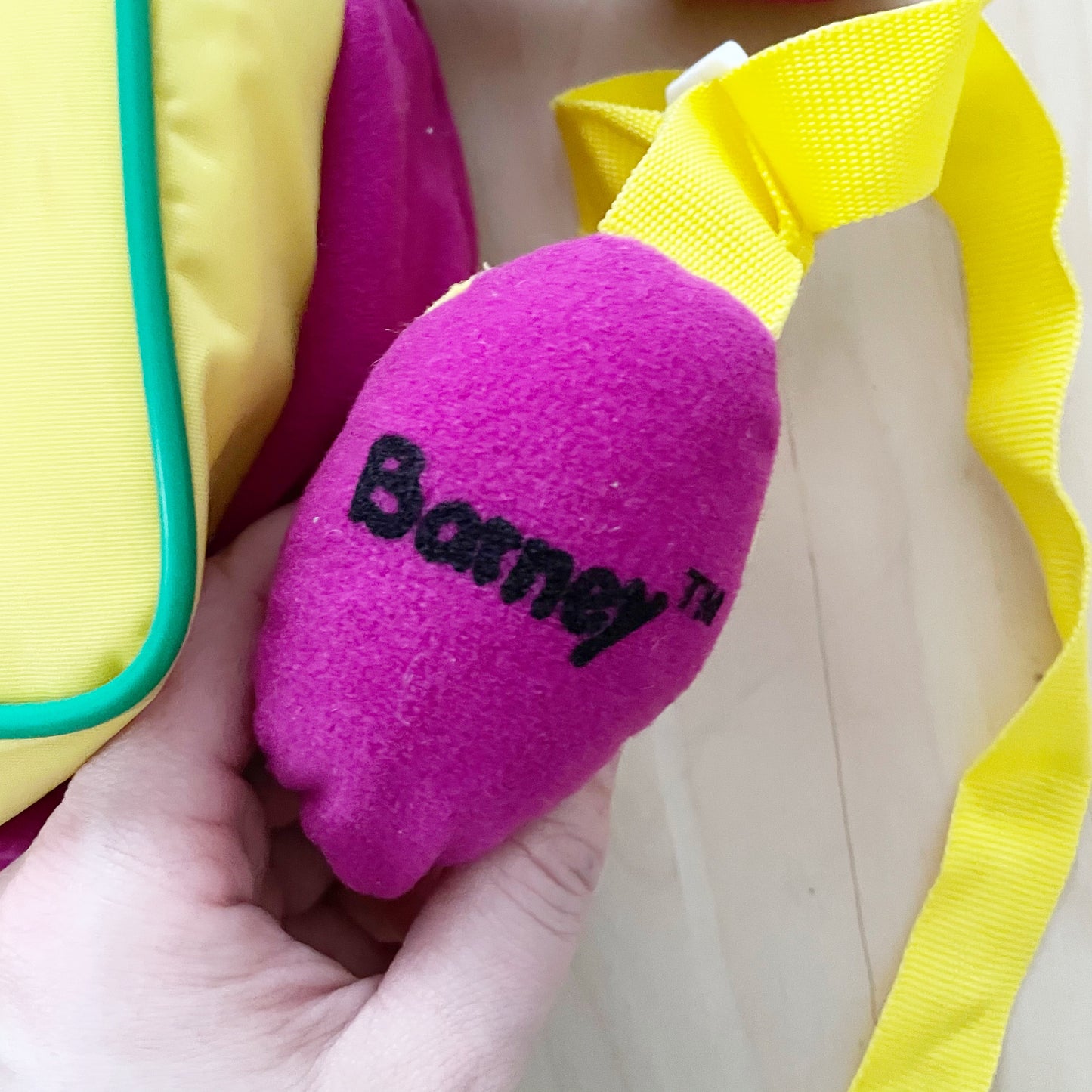 Vintage Barney Plush Backpack - Yellow Clover Vintage Kids Clothes