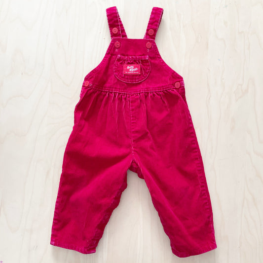 Vintage Baby B’gosh Cranberry Red Cord Overalls - Yellow Clover Vintage Kids Clothes