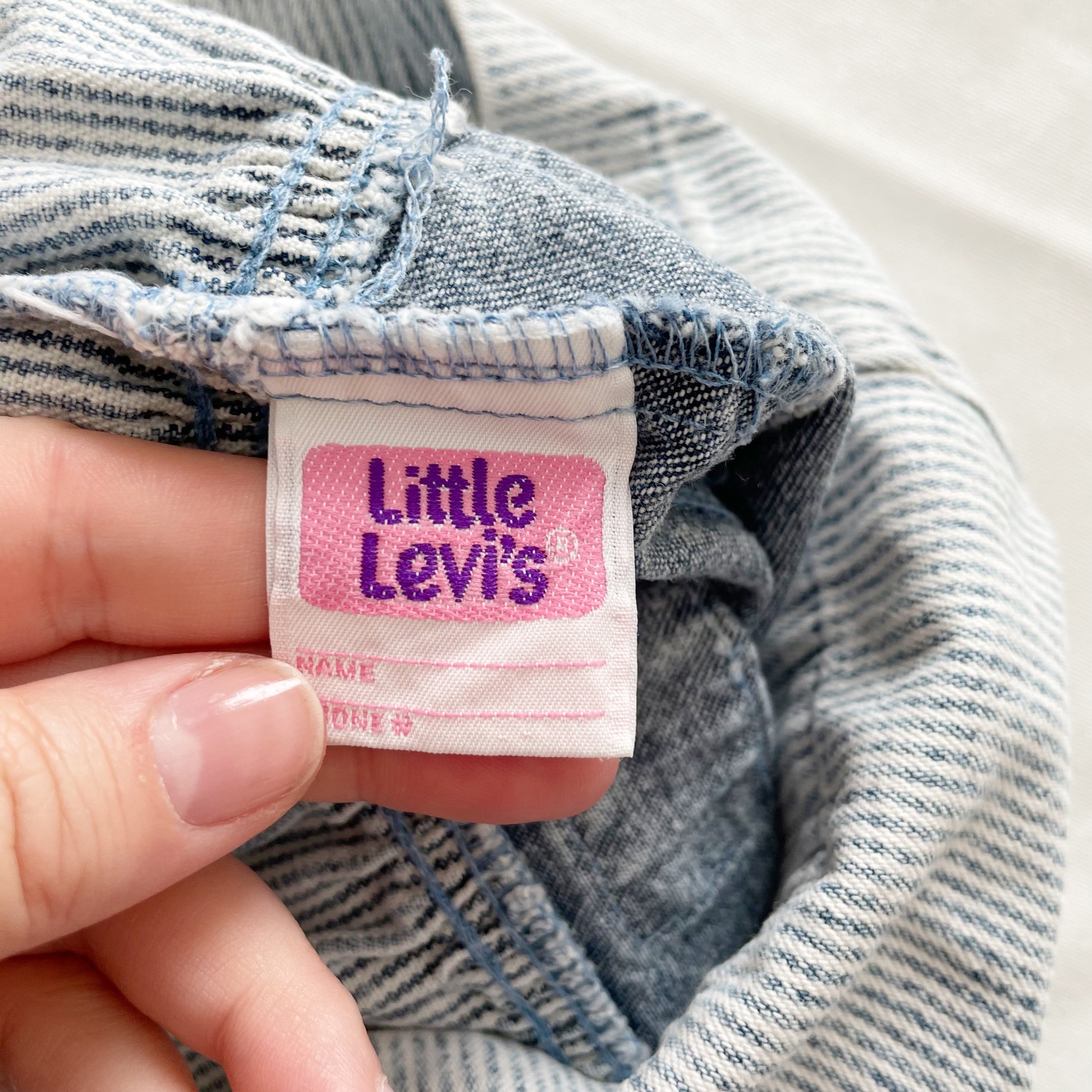 Levi’s Acid Wash Heart Patch Denim Dress • 18m - Yellow Clover Vintage Kids Clothes