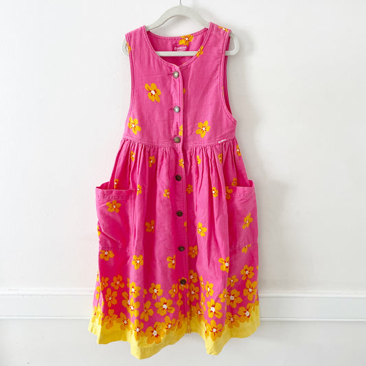 OshKosh Pink Tropical Floral Dress - Yellow Clover Vintage Kids Clothes