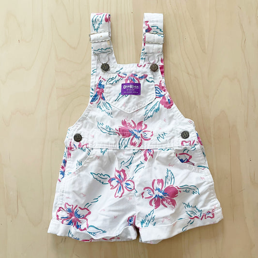 Vintage OshKosh Tropical Flower Print Shortalls - Yellow Clover Vintage Kids Clothes