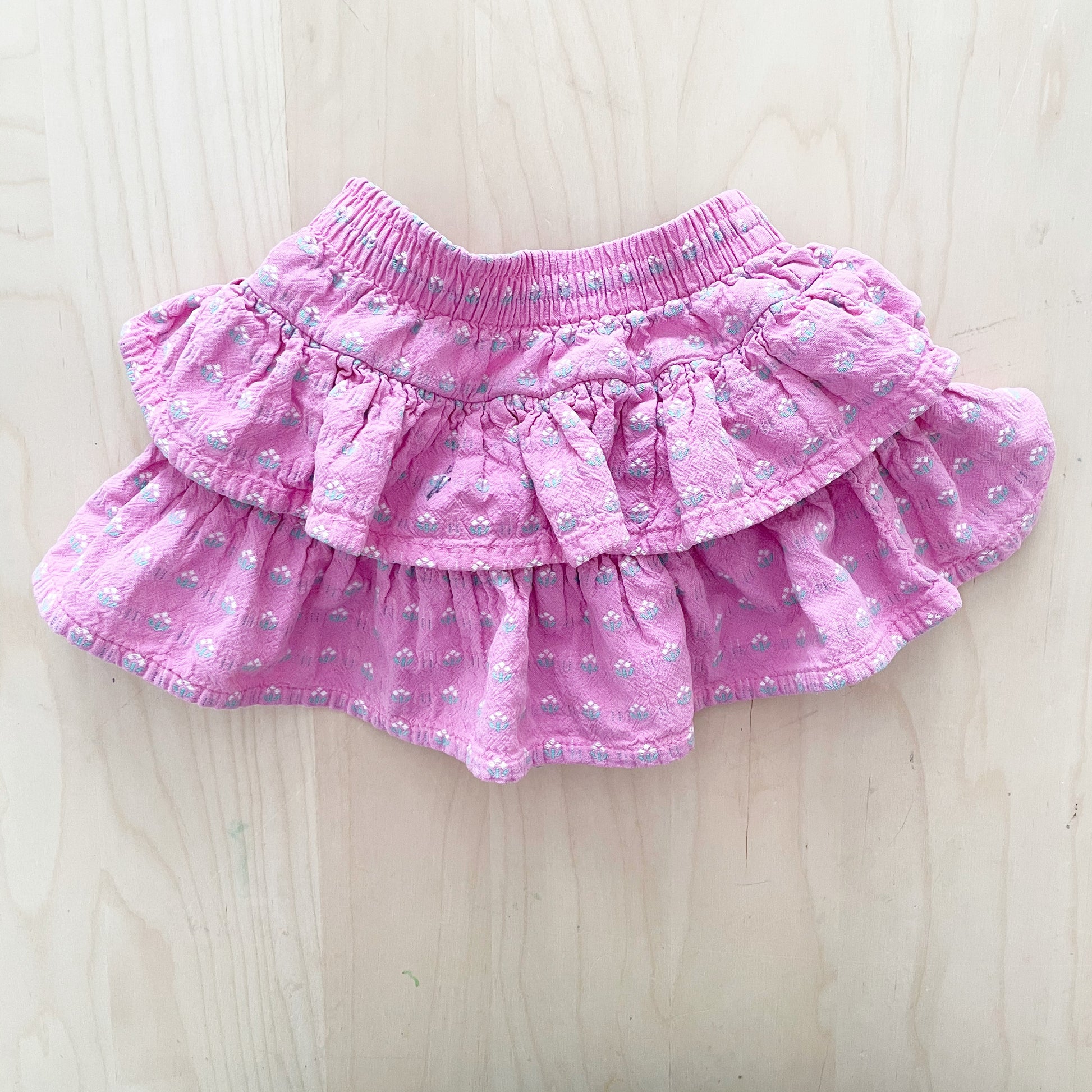 OshKosh Flower Woven Tiered Skirt - Yellow Clover Vintage Kids Clothes