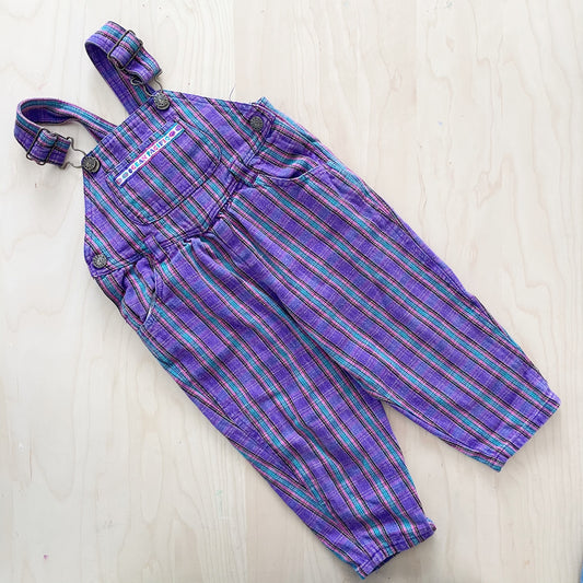 Vintage OP Plaid Overalls - Yellow Clover Vintage Kids Clothes