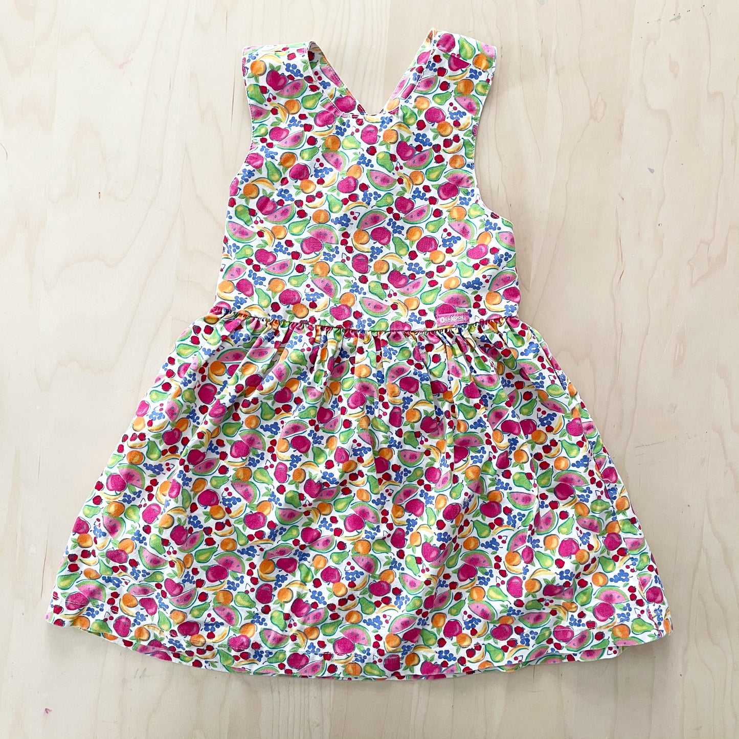 OshKosh Fruit Print Crossback Dress - Yellow Clover Vintage Kids Clothes