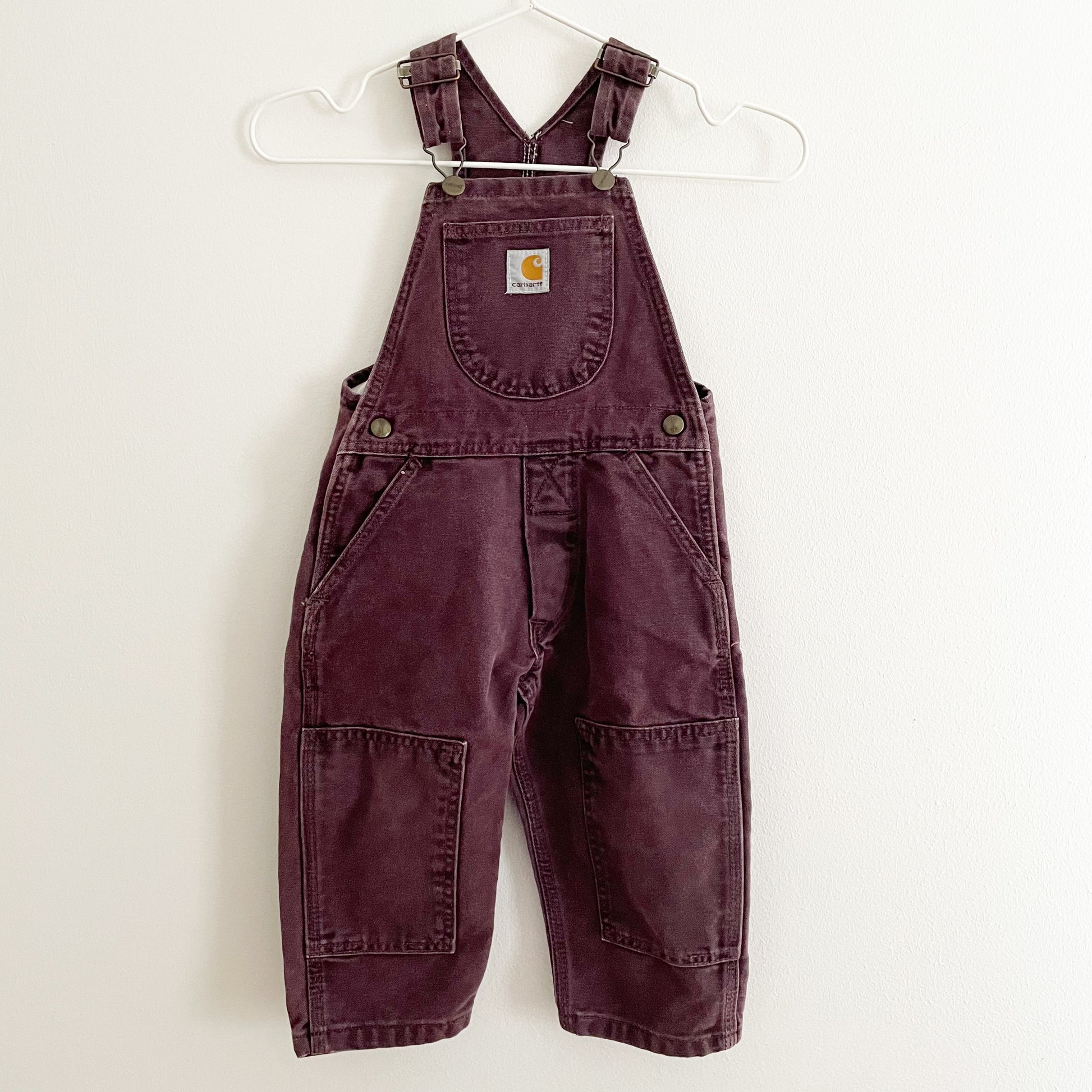 Carhartt Maroon Overalls • 2T - Yellow Clover Vintage Kids Clothes