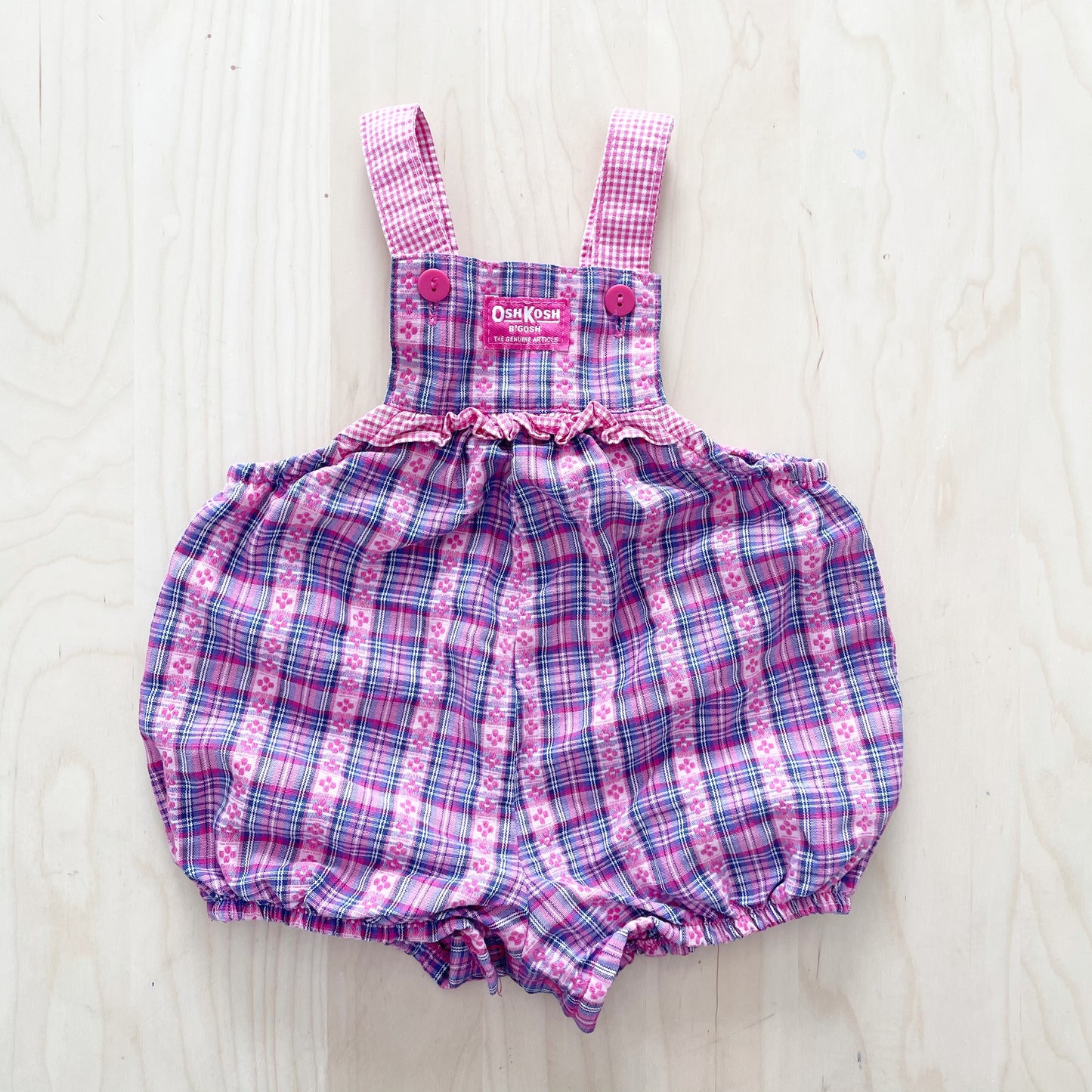 Vintage OshKosh Plaid Woven Bubble Romper