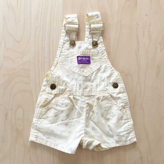Vintage OshKosh Yellow Flower Print Shortalls - Yellow Clover Vintage Kids Clothes