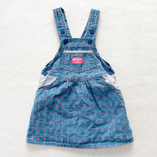 OshKosh Denim Flower Woven Skirtall - Yellow Clover Vintage Kids Clothes